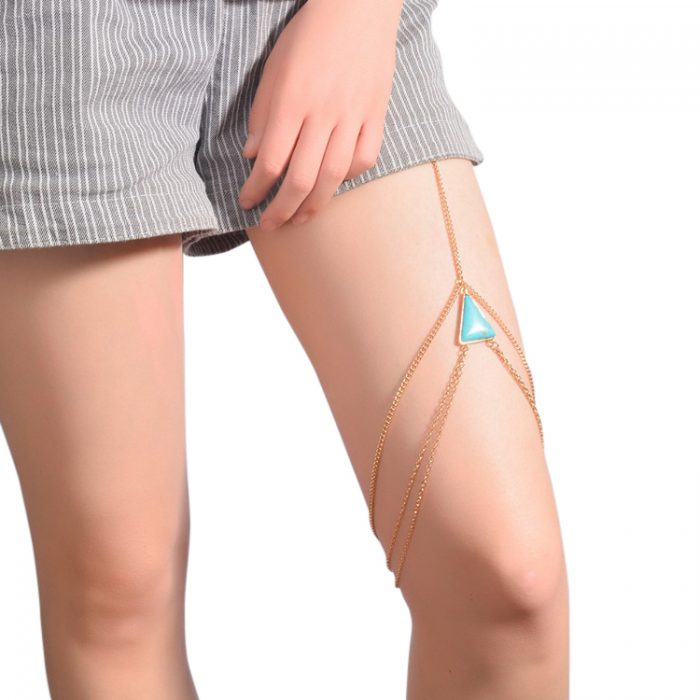 BLUE GEMSTONE LAYERED LEG CHAIN