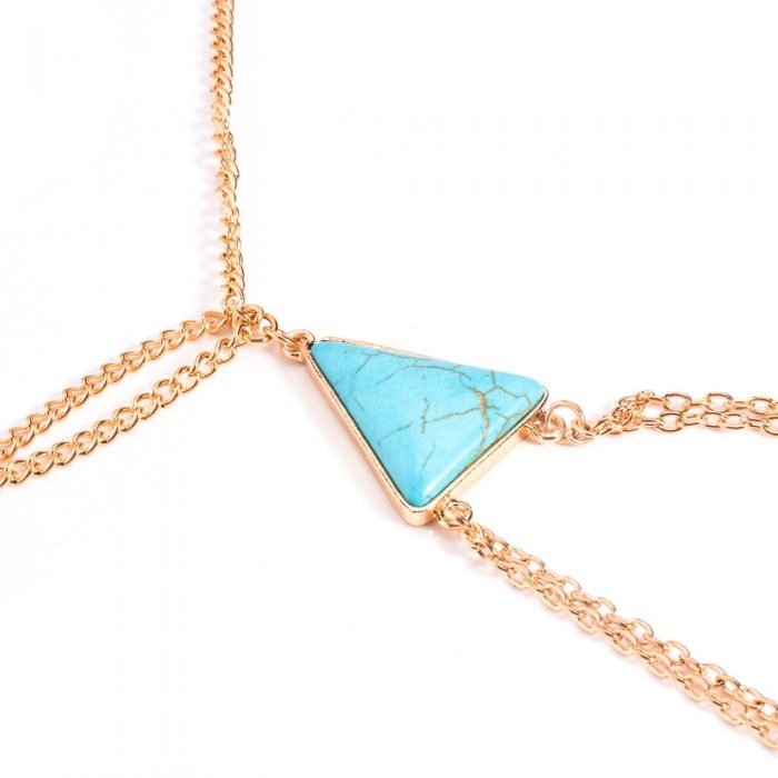 BLUE GEMSTONE LAYERED LEG CHAIN