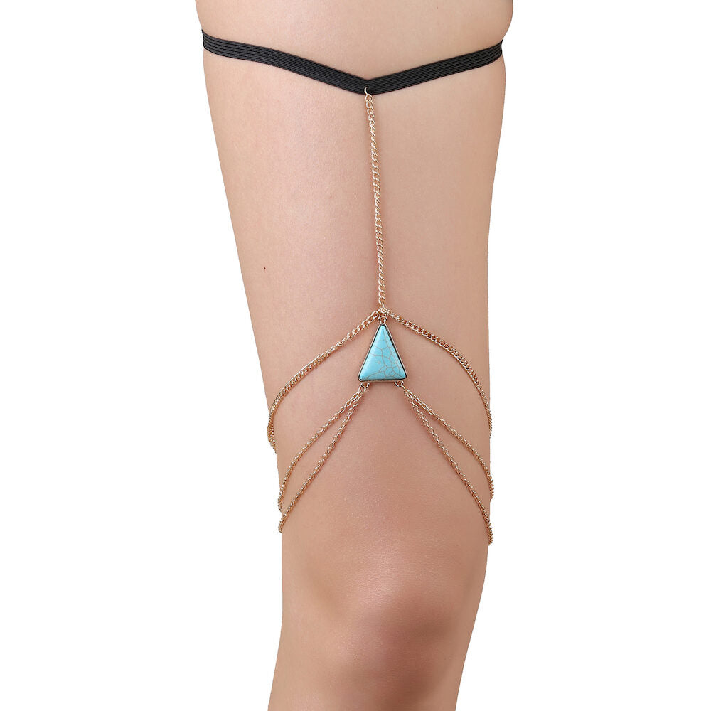 BLUE GEMSTONE LAYERED LEG CHAIN