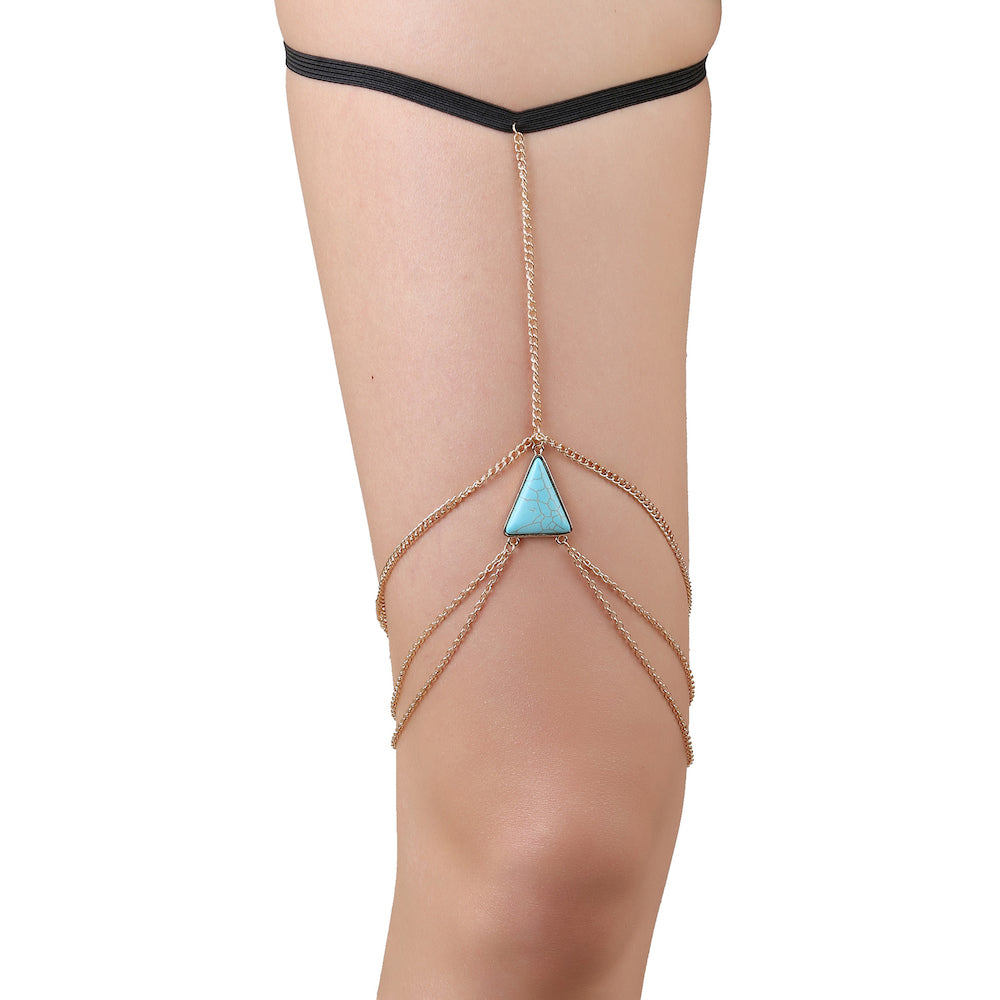 BLUE GEMSTONE LAYERED LEG CHAIN