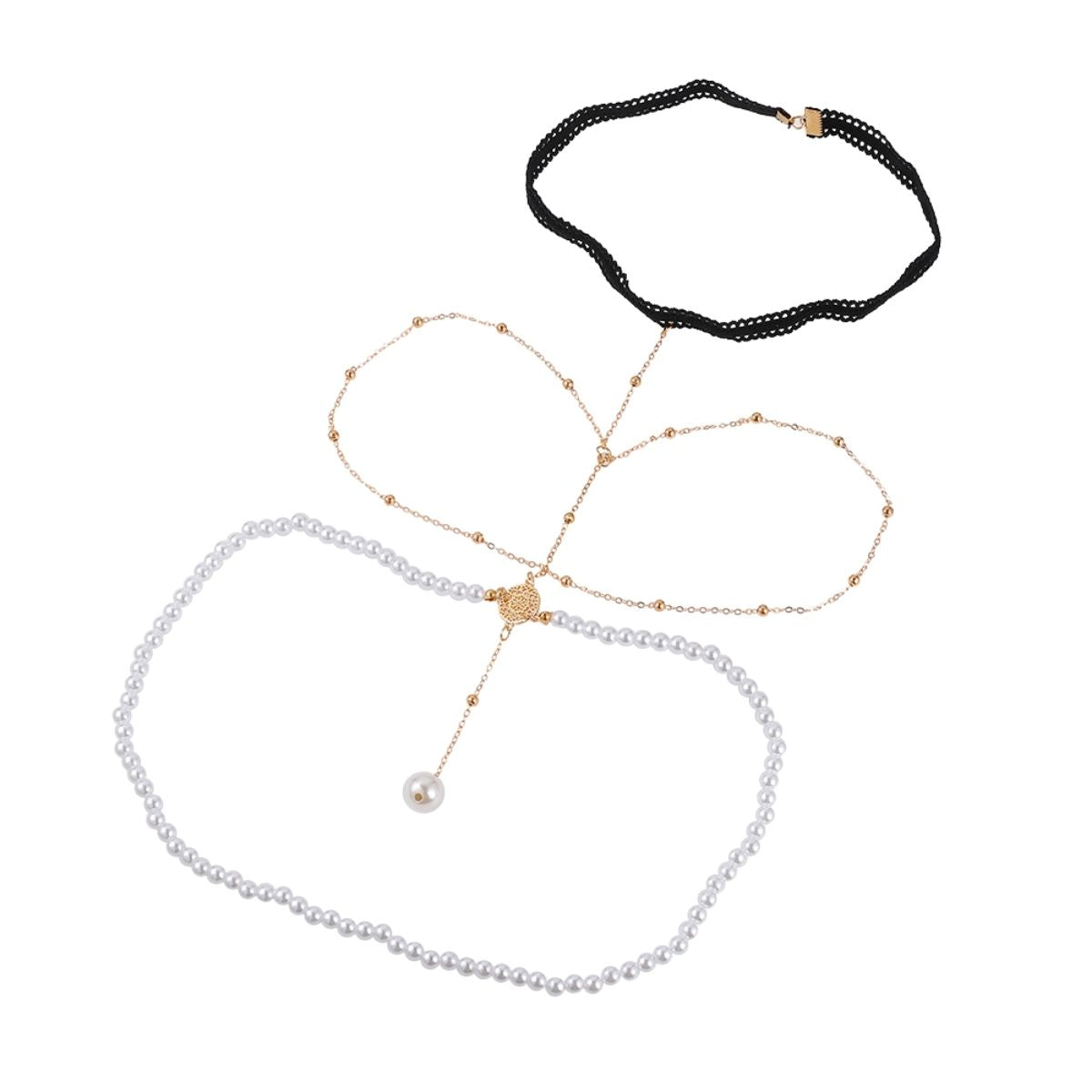 Multi-Layer Pearl Leg Chain Summer Skirt