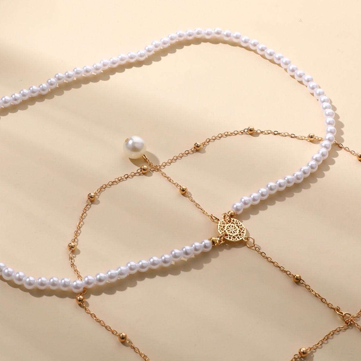 Multi-Layer Pearl Leg Chain Summer Skirt