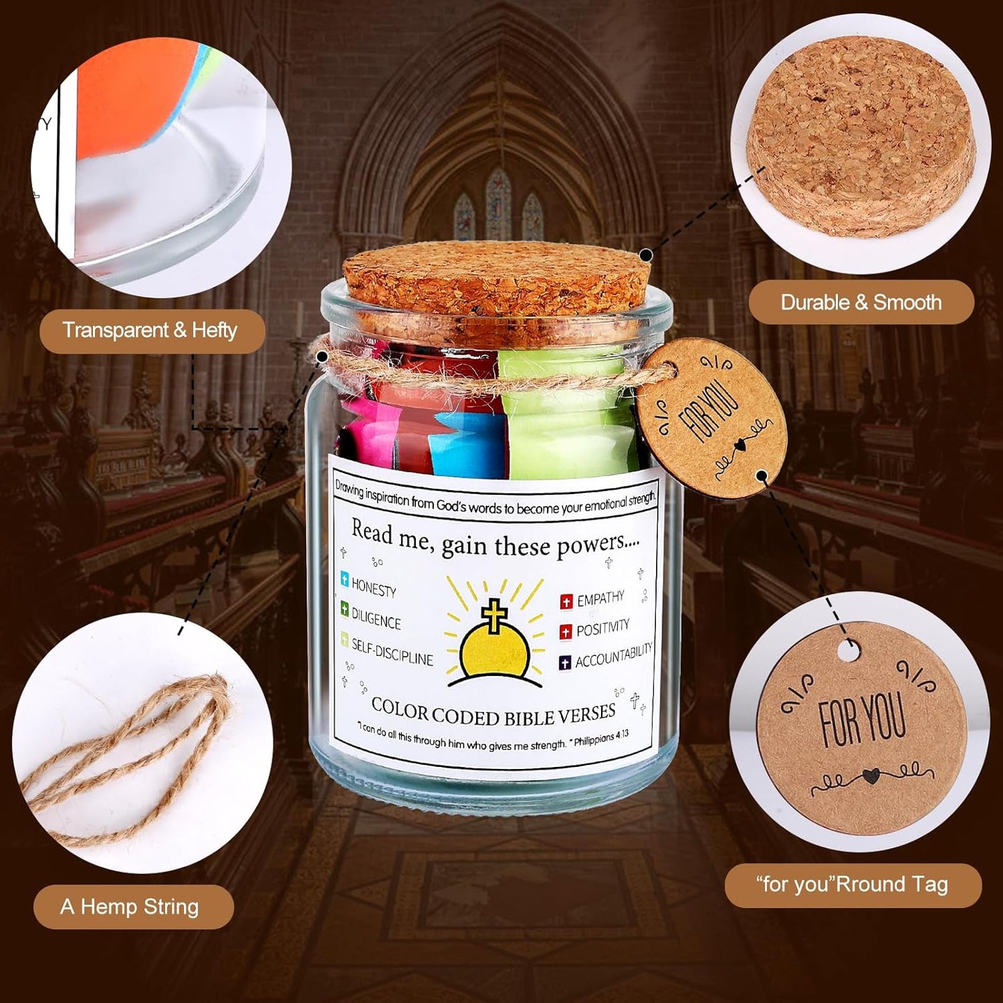 Handmade Bible Verses Jar - BUY 1 GET 1 FREE (Best Christian Gift)