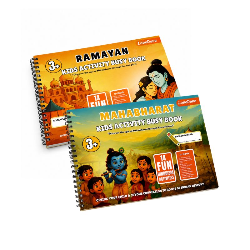 Ramayan & Mahabharat Activity Busy Books | Includes 10,000+ Epic Story & Activity Worksheets for Free!