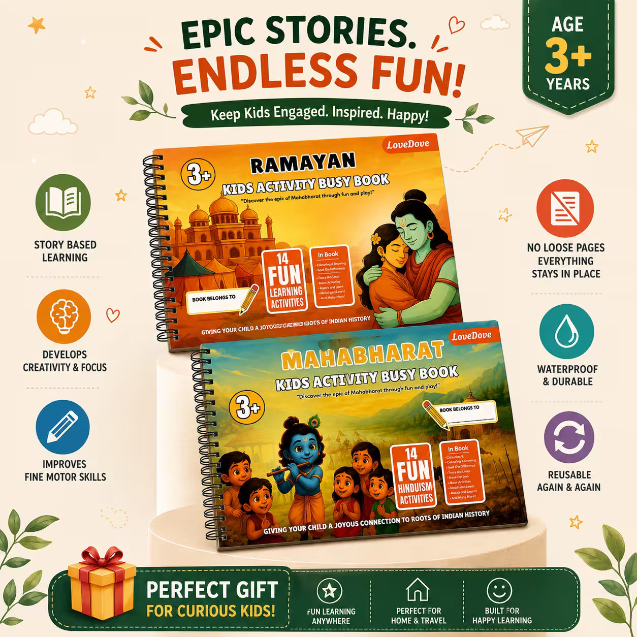 Ramayan & Mahabharat Activity Busy Books | Includes 10,000+ Epic Story & Activity Worksheets for Free!