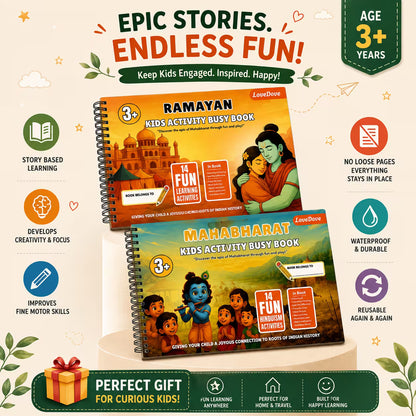 Ramayan & Mahabharat Activity Busy Books | Includes 10,000+ Epic Story & Activity Worksheets for Free!