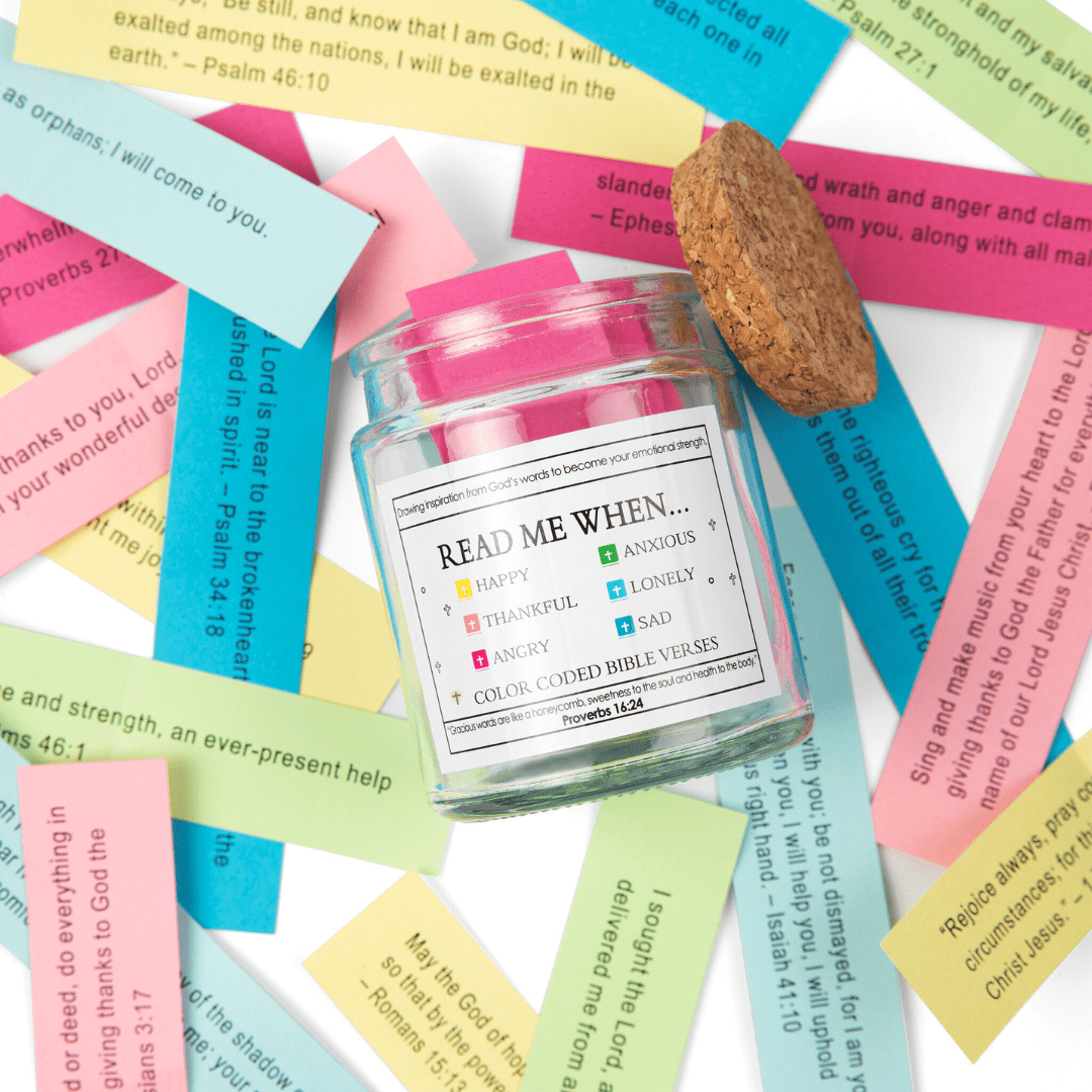 (GIFTING OFFER) Handmade 90 Day Bible Verses Jar (Free Christian Gift Box)