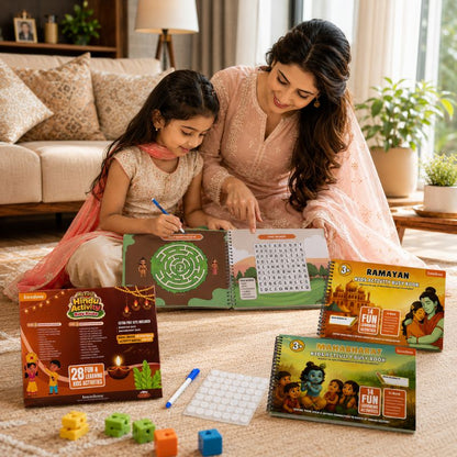 Ramayan & Mahabharat Activity Busy Books | Includes 10,000+ Epic Story & Activity Worksheets for Free!
